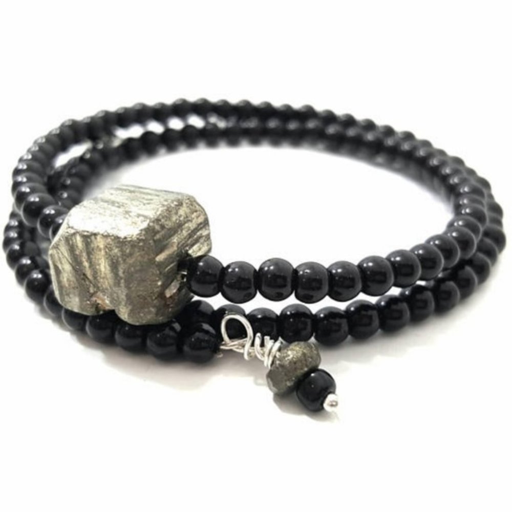 Artisan Genuine Pyrite Nugget Layer Bracelet